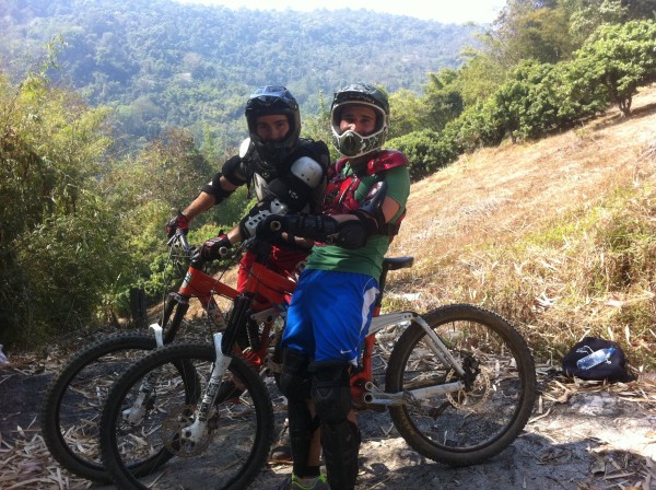Stef and Seb mountain biking