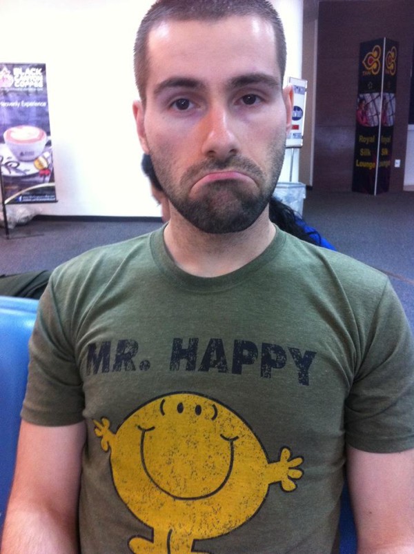 Seb with his Mr Happy T shirt