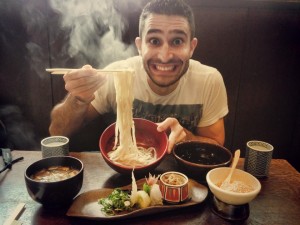 Stef with udon noodles