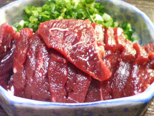 Whale meat sashimi