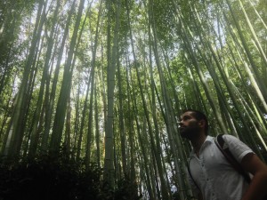 Seby posing in Sagano bamboo forest, Kyoto