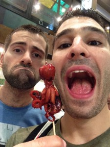 Sampling Tako Tamago lollipops in Kyoto's Nishiki Market