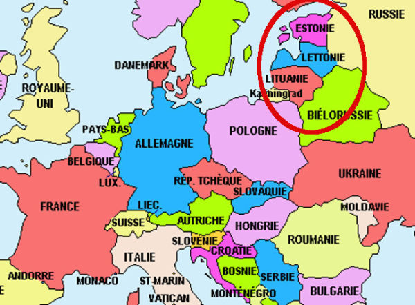 Carte européenne avec pays baltes