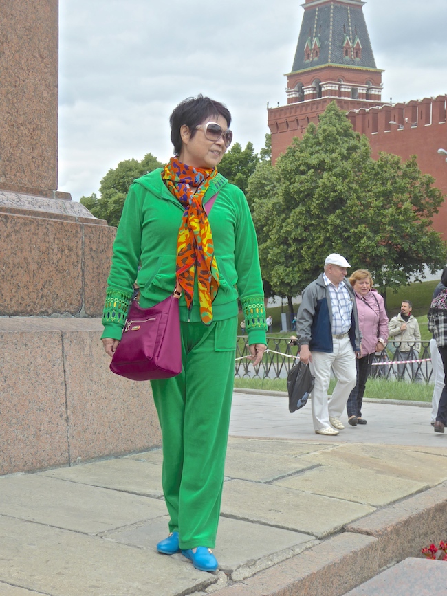 Japanese tourist posing in Moscow's Red Square
