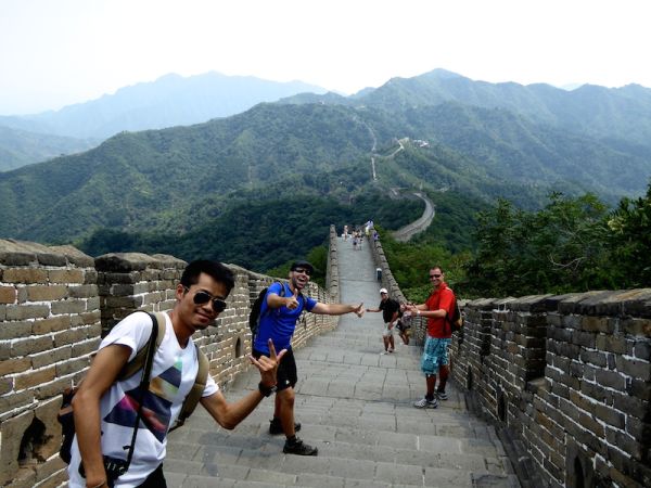 Photo de groupe sur la muraille de Chine de Mutianyu